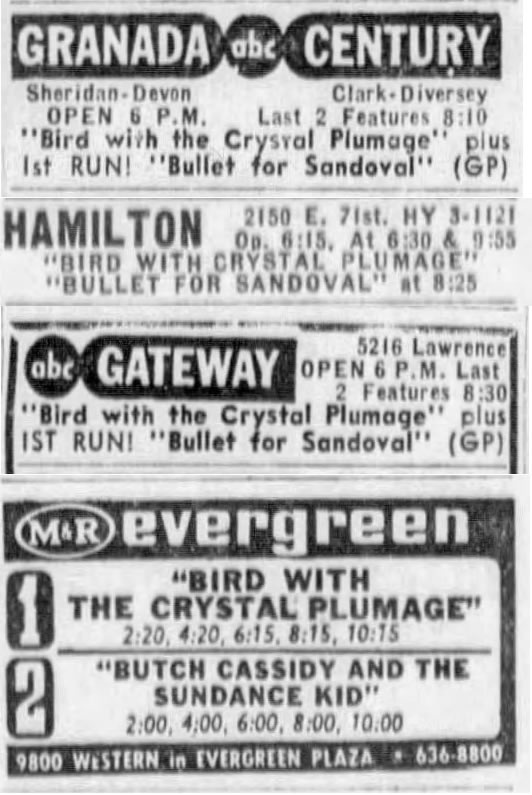 Collection of related ads from: The Chicago Tribune, Thursday, December 17, 1970.