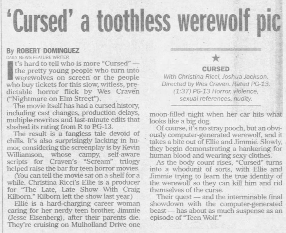 Scathing review from the Daily News, Saturday, February 26, 2005.