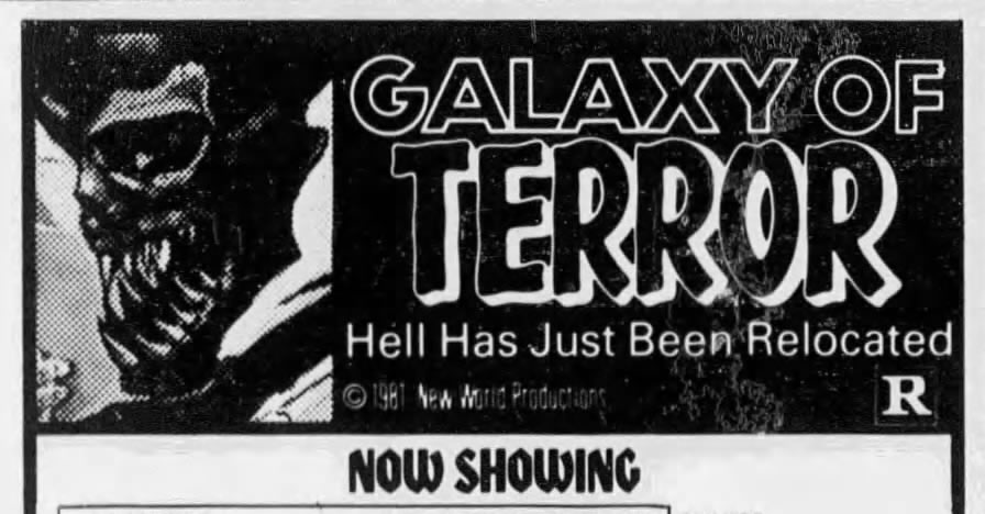 Galaxy of Terror ad from The Los Angeles Times, Wednesday, October 28, 1981.