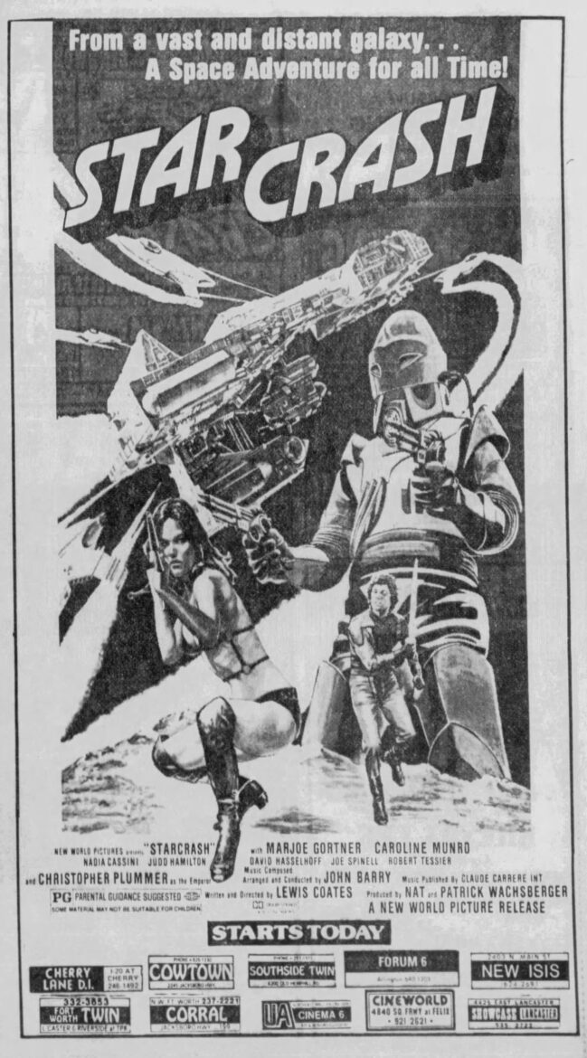 Starcrash ad from the Fort Worth Star Telegram, Friday, May 4, 1979.