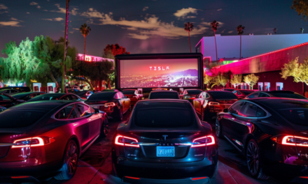 Tesla’s LA Supercharger Installs First Movie Screen For Drive-In: Will Doge Payments Be Accepted?
